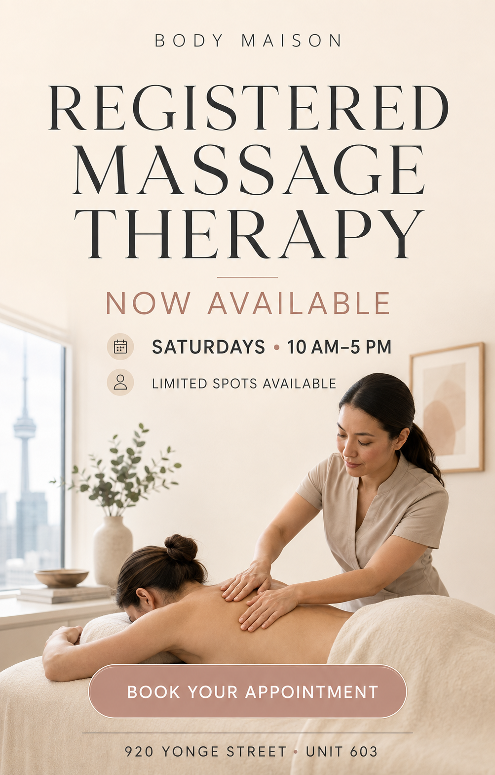 MassageTherapy By a Registered Message therapist at Yonge and Bloor